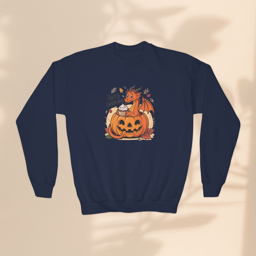 Halloween Pumpkin Dragon Youth Crewneck Sweatshirt