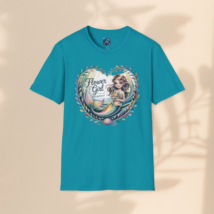 Flower Girl T-Shirt, Cute Flower Girl Apparel, Wedding Gift, Kids Birthday, Girly T-Shirt, Mermaid Design, Special Occasion