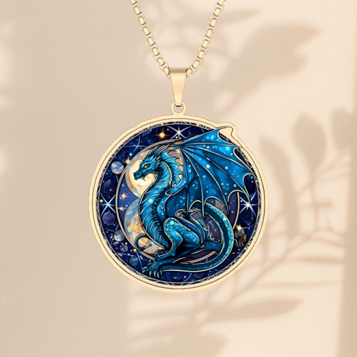 Blue Dragon Pendant Necklace