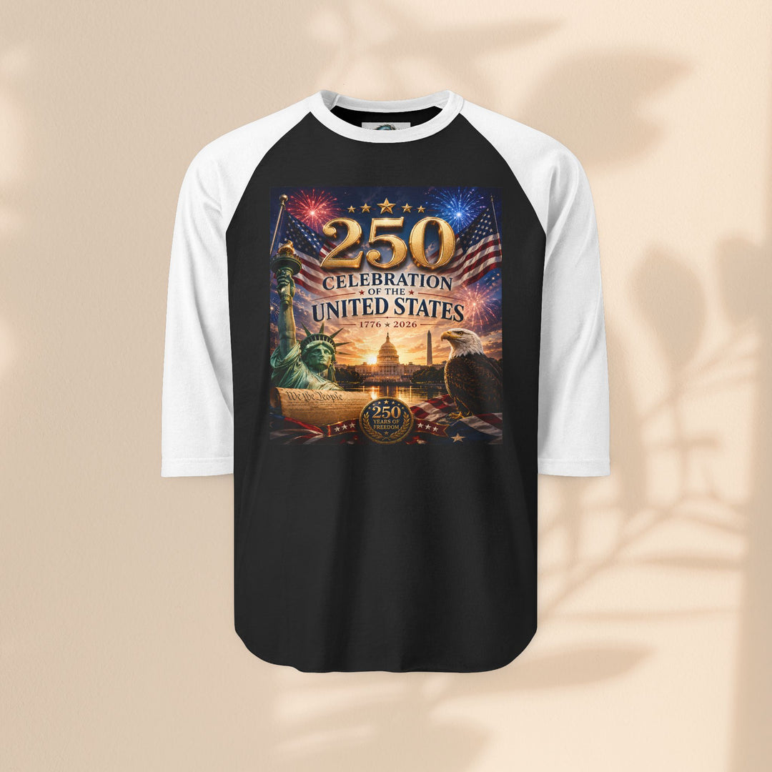 250th United States Celebration Raglan Shirt — Liberty Fireworks Anniversary Tee