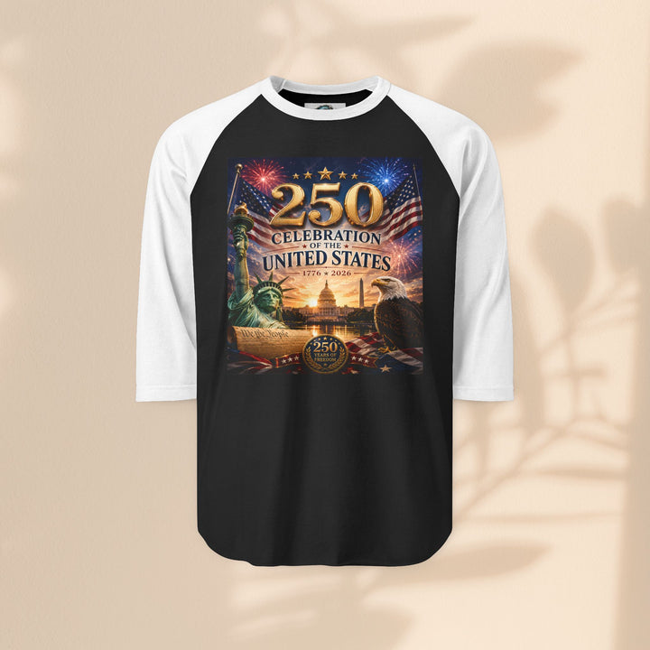 250th United States Celebration Raglan Shirt — Liberty Fireworks Anniversary Tee