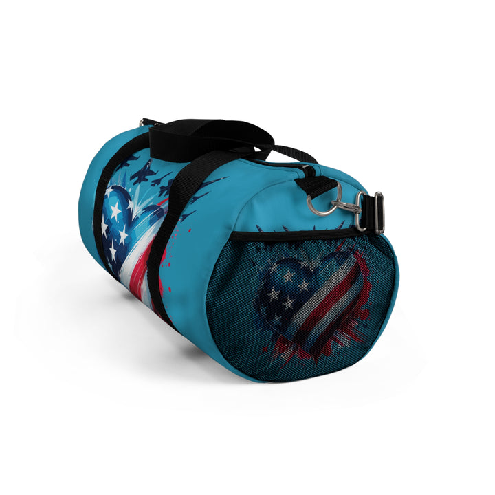 Patriotic Duffel Bag – Heart American Flag Travel & Gym Weekender, Military Appreciation Gift
