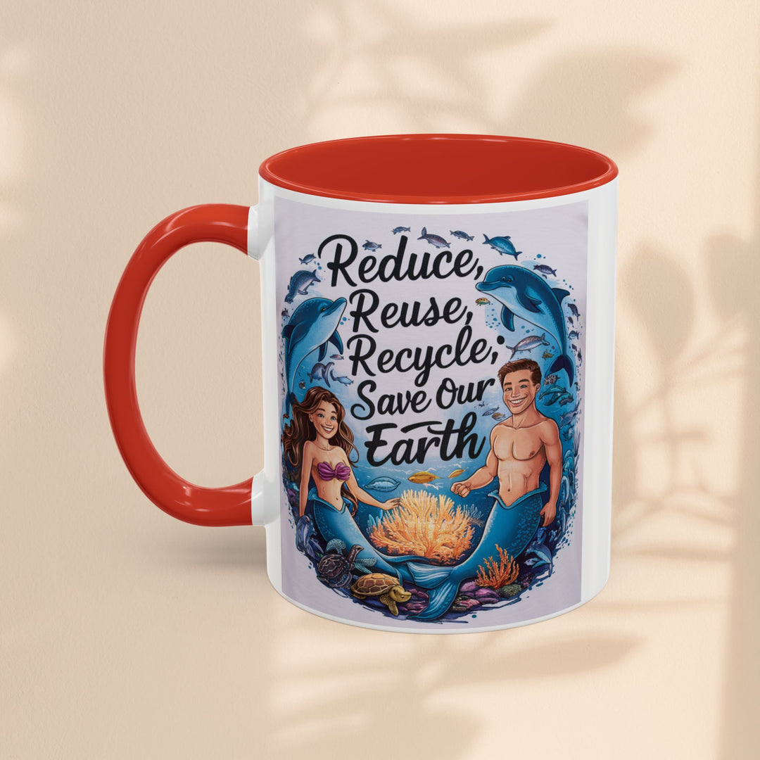 Accent Coffee Mug (11, 15oz) - Reduce, Reuse, Recycle