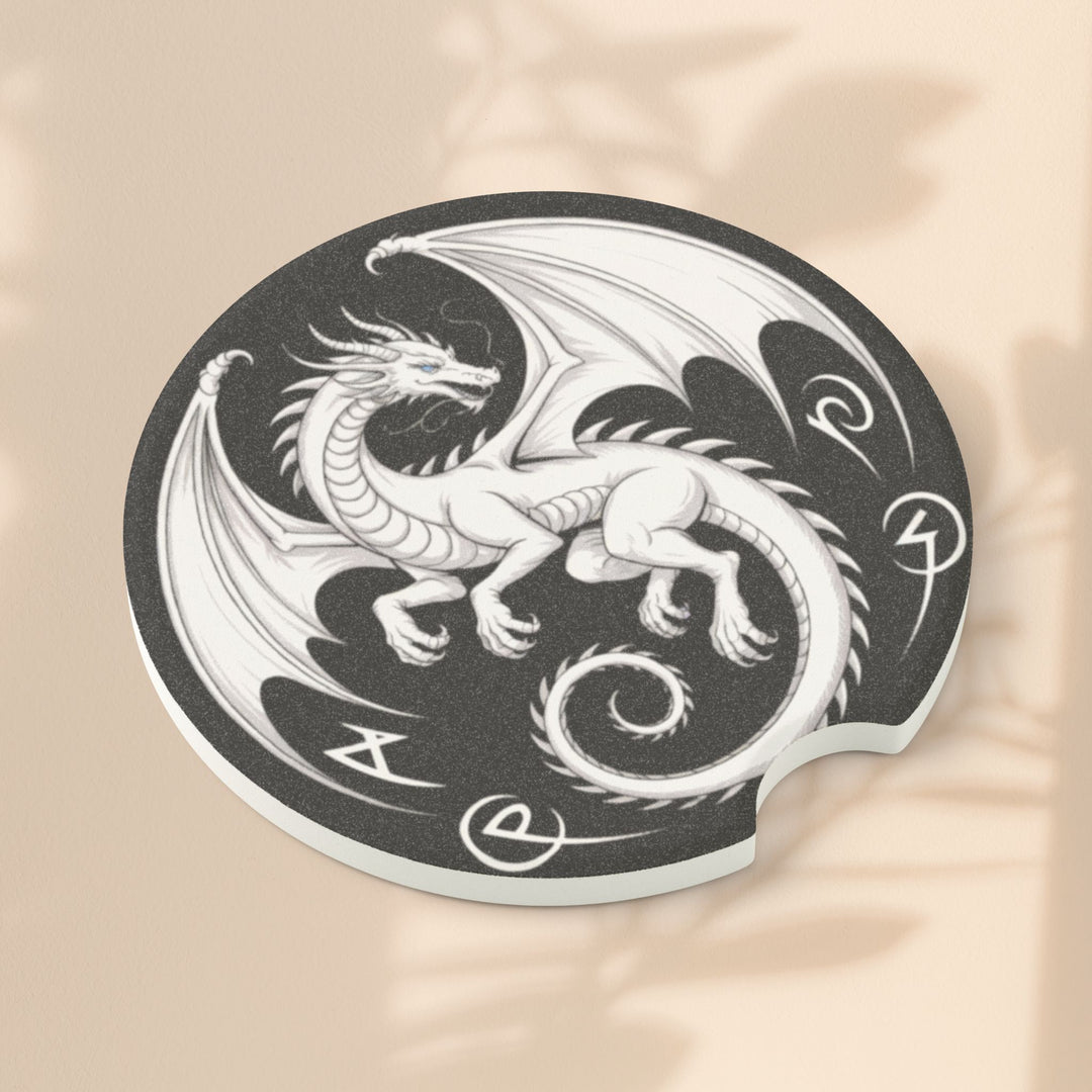 Dragon Design Soapstone Car Coaster, Unique Auto Accessories, Dragon Car Decor, Fantasy Gift for Car Lovers, Home and Auto Decor