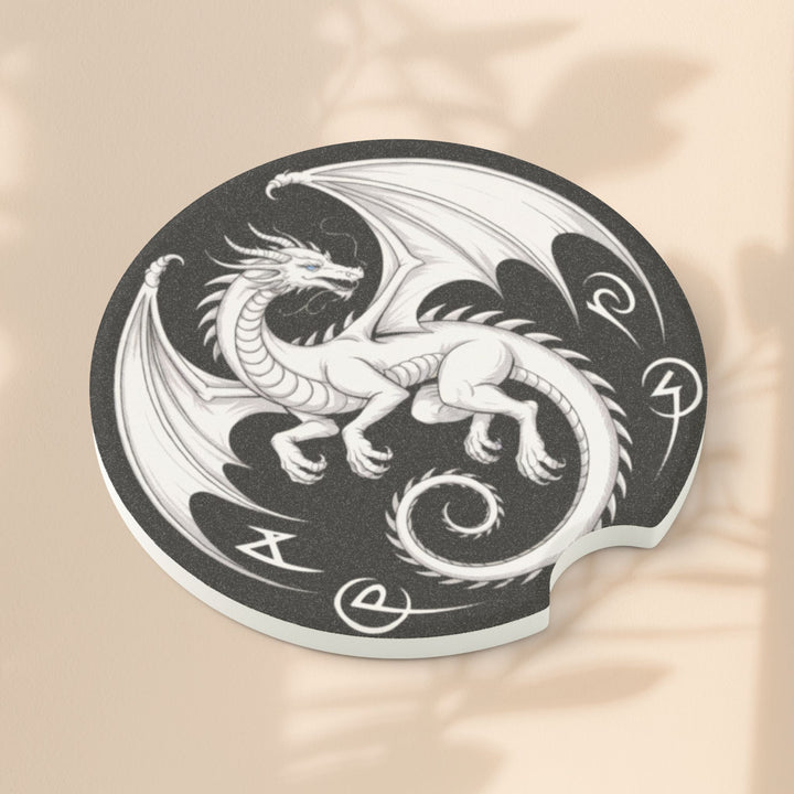 Dragon Design Soapstone Car Coaster, Unique Auto Accessories, Dragon Car Decor, Fantasy Gift for Car Lovers, Home and Auto Decor