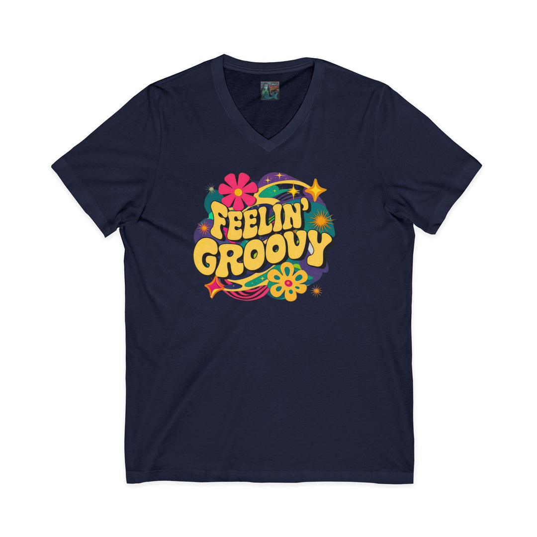 Unisex Jersey Short Sleeve V-Neck Tee - Feeling Groovy
