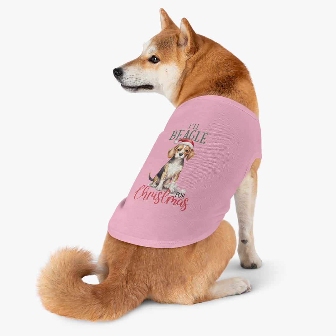 Festive Beagle Pet Tank Top - Holiday Dog Apparel - I'm Beagle for Christmas