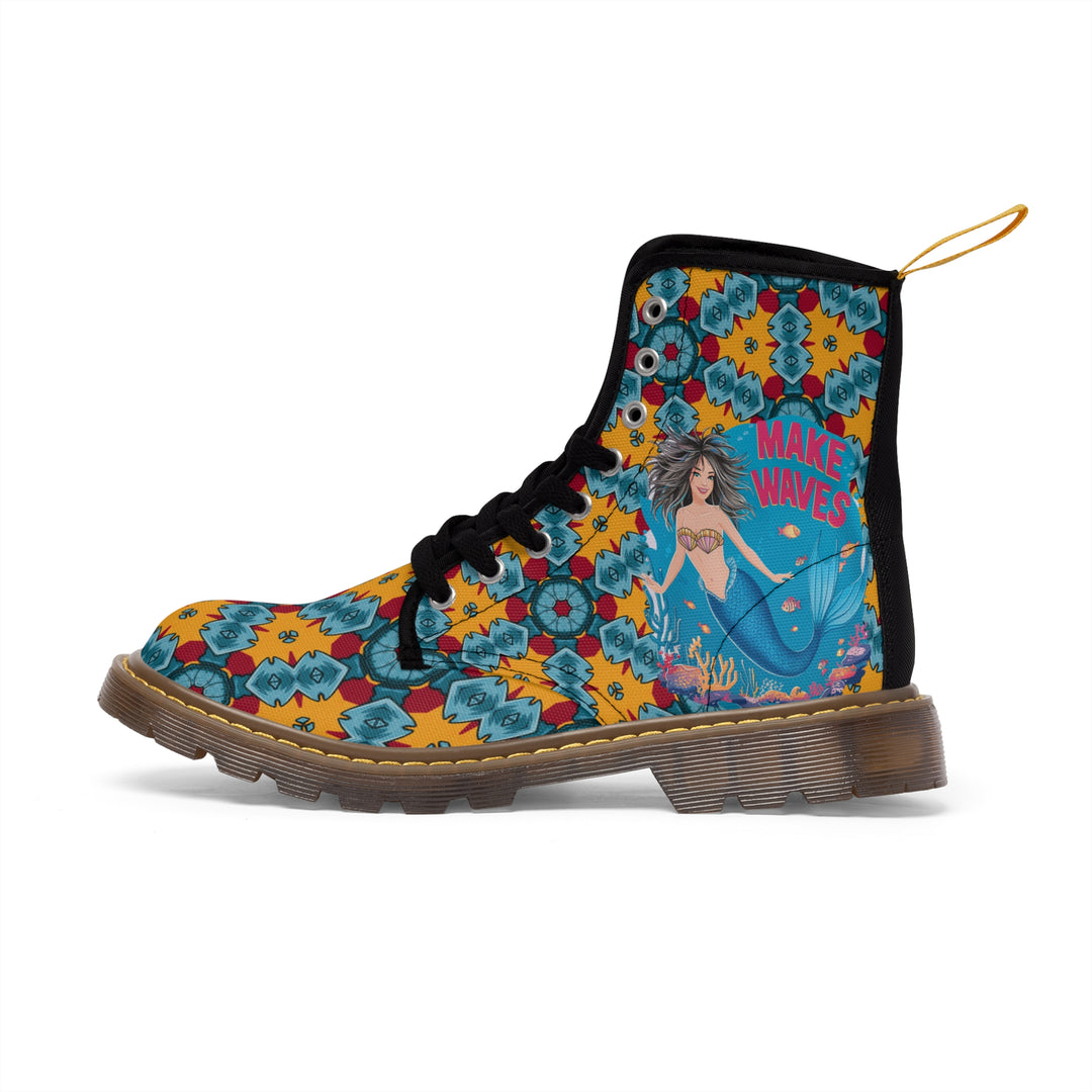 Women's Canvas Boots - Make Mermaid Waves