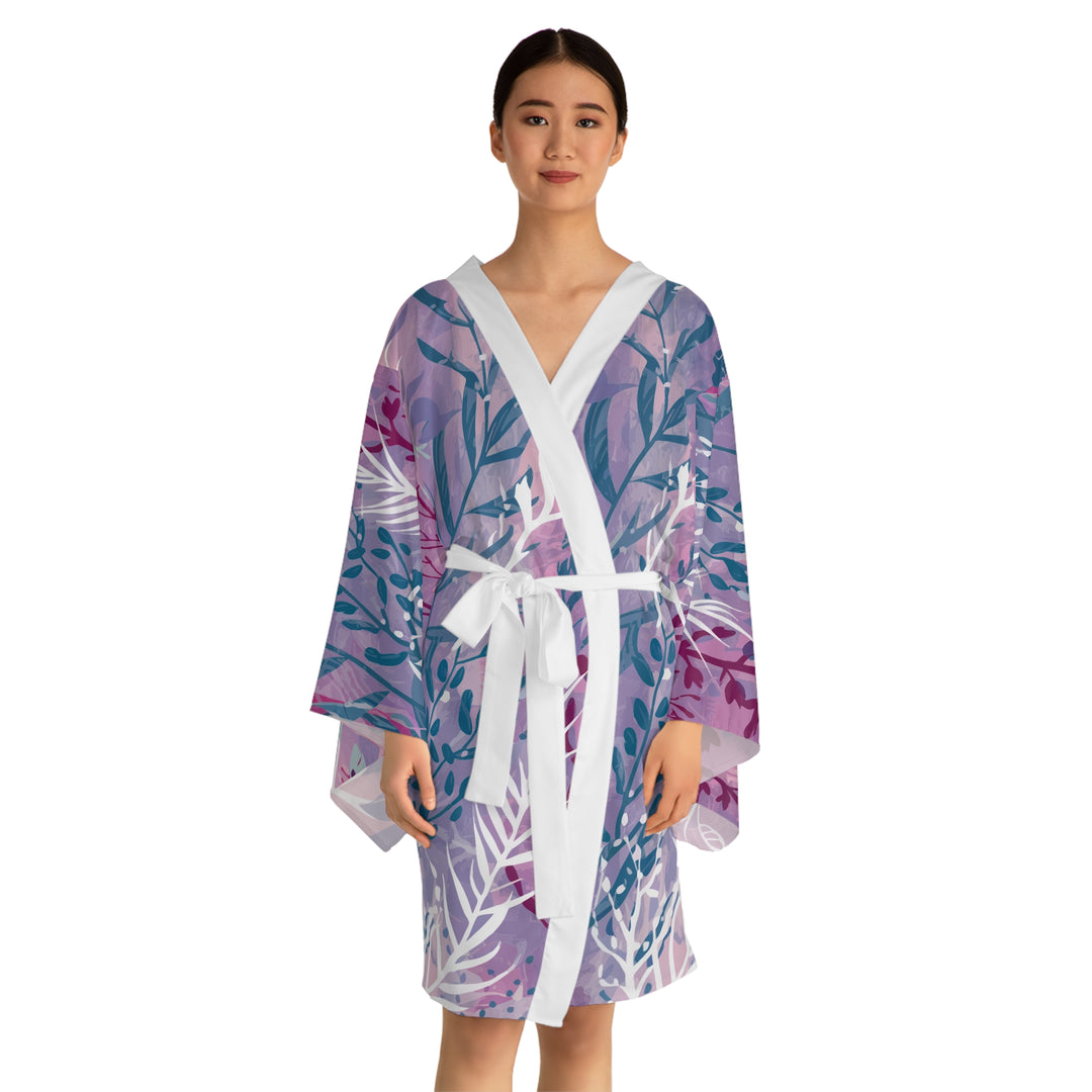 Long Sleeve Kimono Robe - Purple Seaweed