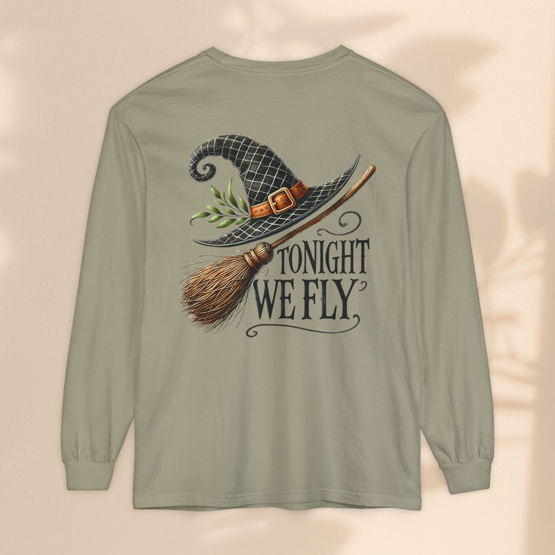 Tonight We Fly - Whimsical Witch Halloween Long Sleeve T-Shirt