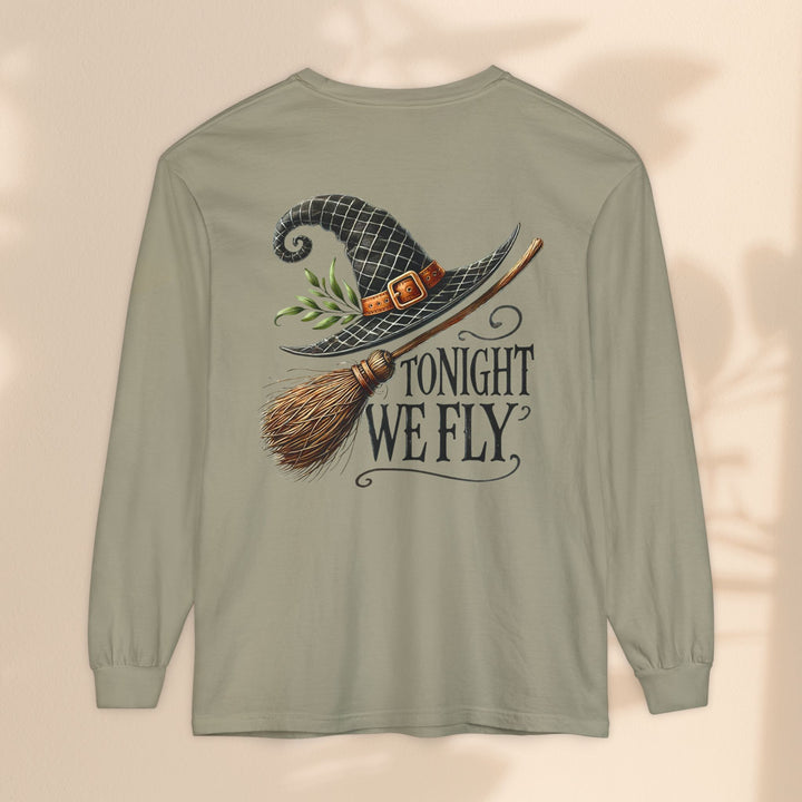 Tonight We Fly - Whimsical Witch Halloween Long Sleeve T-Shirt