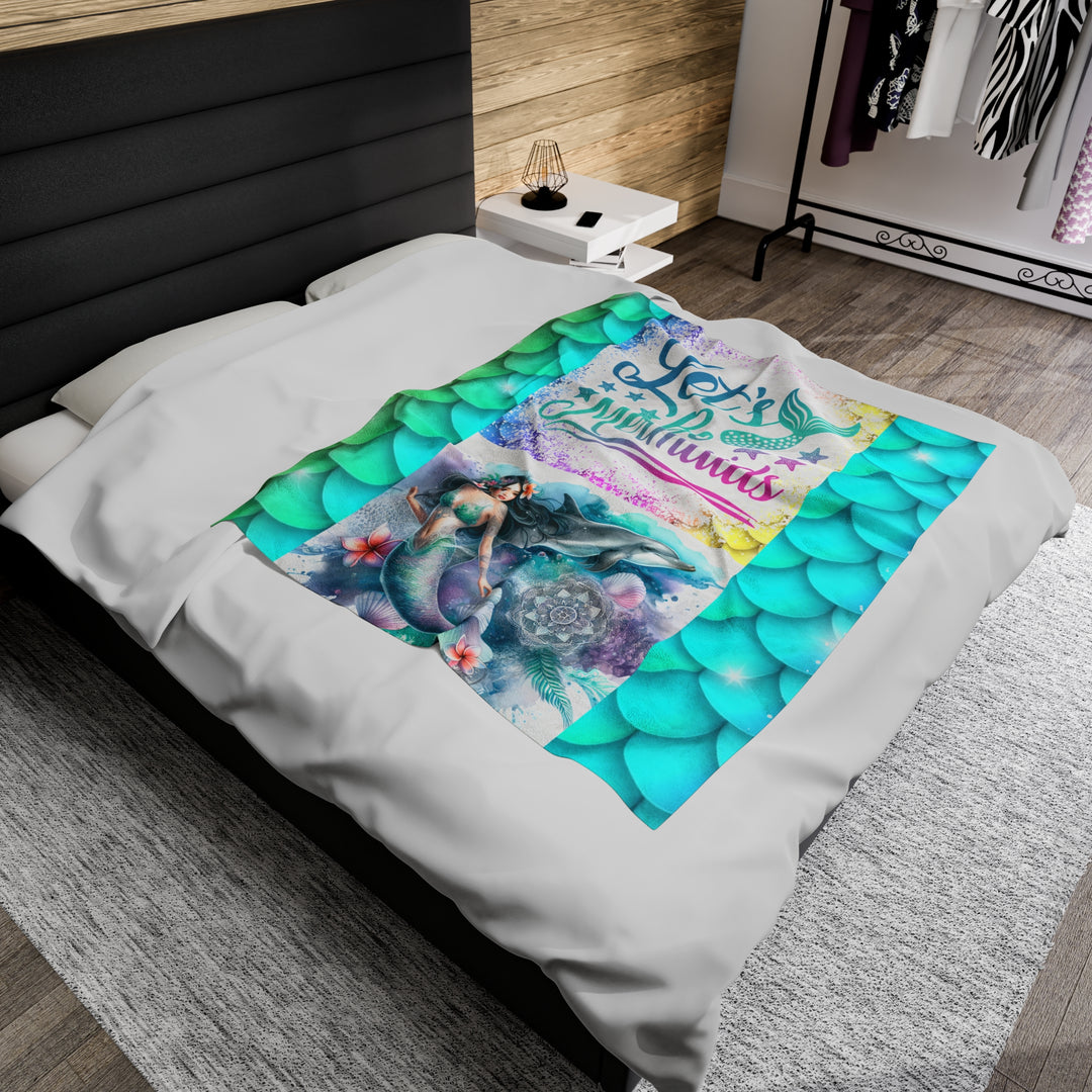 Velveteen Plush Blanket - Let's Be Mermaids