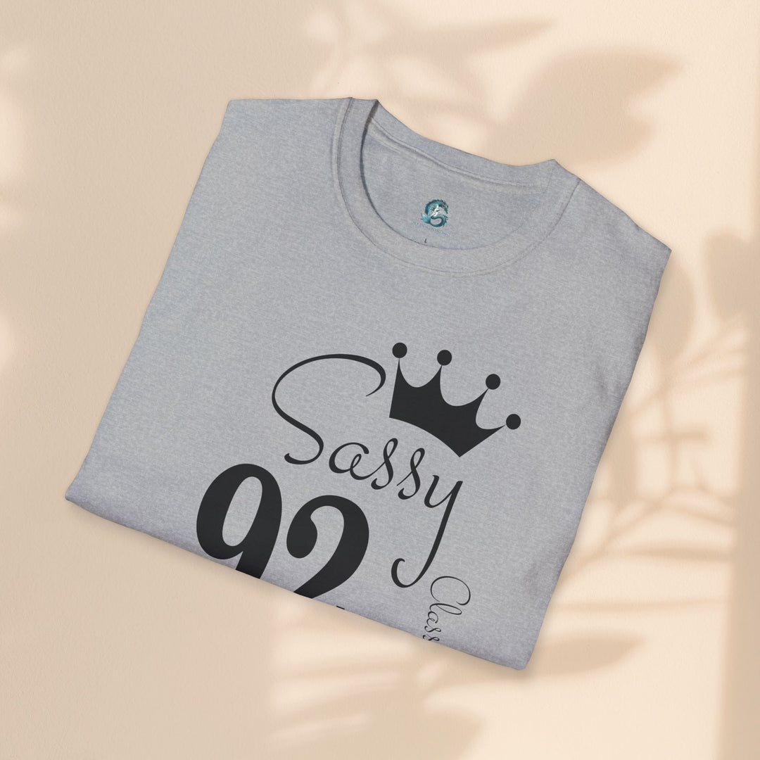 Sassy age 92 Fabulous T-Shirt | Fun Birthday Gift, Trendy Casual Wear, Statement Tee, Women's Fashion, Stylish Graphic Tee