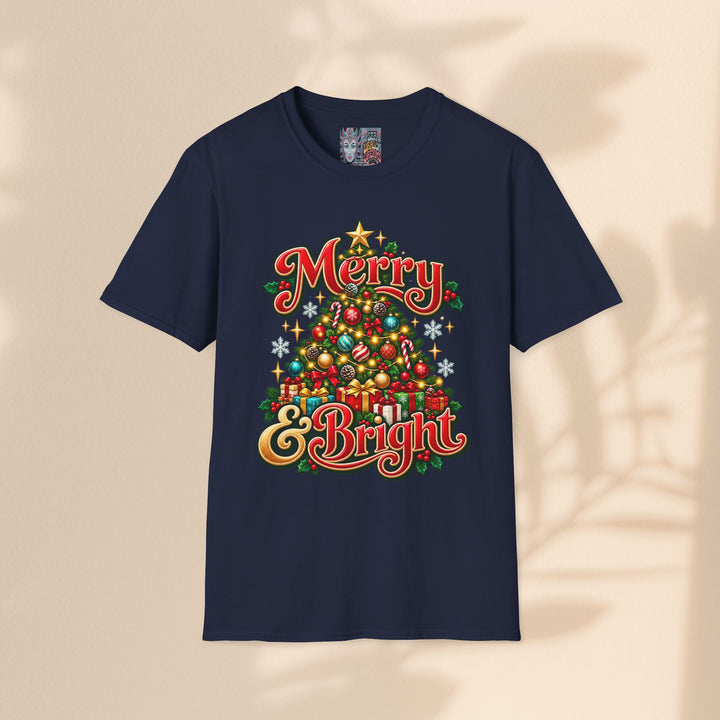 Merry & Bright Christmas T-Shirt – Festive Holiday Graphic Tee