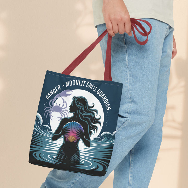 Zodiac Cancer Tote, Astrology-Inspired Tote Bag, Zodiac Gift, Cancer Moonlit Shell Guardian, Eco-Friendly Bag, Gift for Her