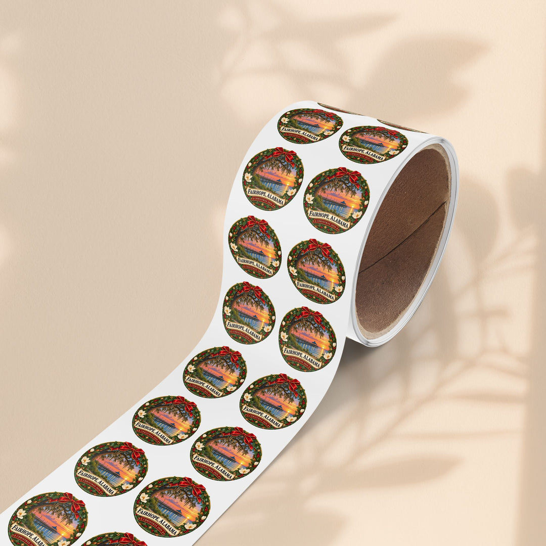 Fairhope Alabama Christmas Sticker Roll – Coastal Sunset Labels