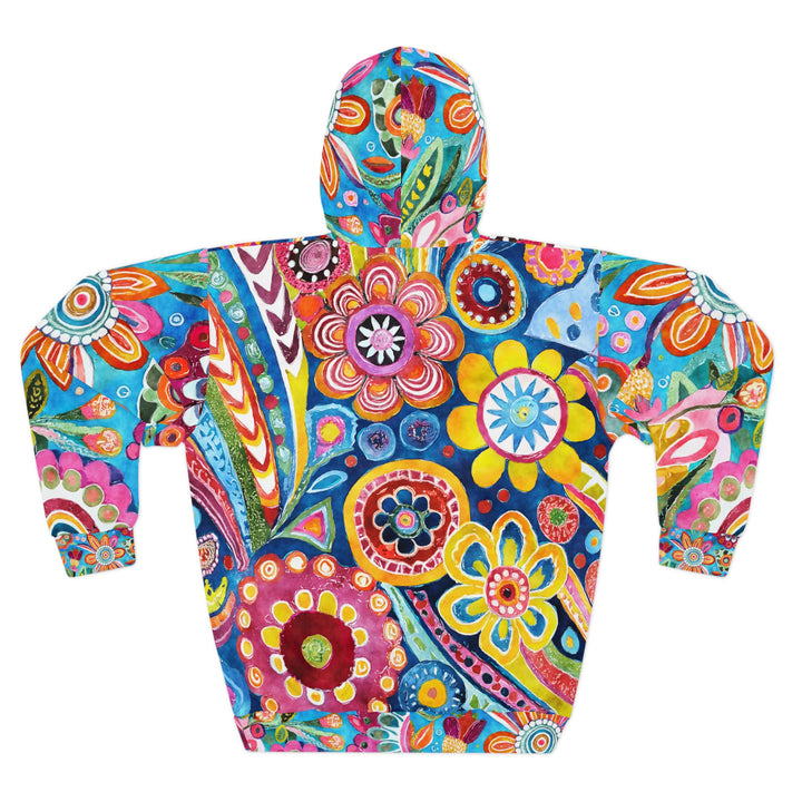 Vibrant Floral Unisex Pullover Hoodie – Colorful Bohemian Style for Every Day