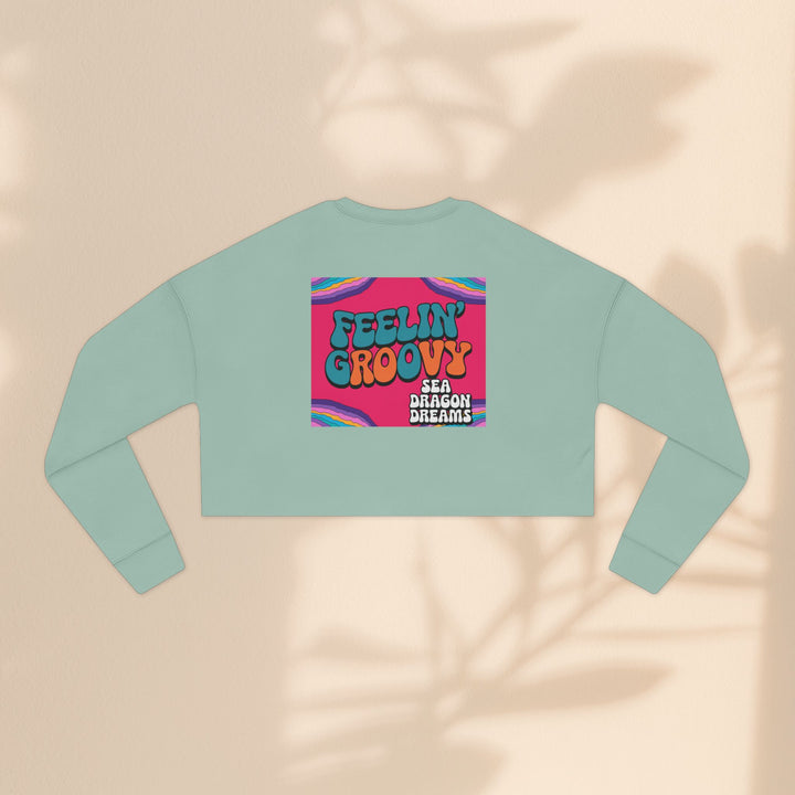 Retro 'Feelin' Groovy' Cropped Sweatshirt for Women - Perfect for Festivals and Chill Vibes