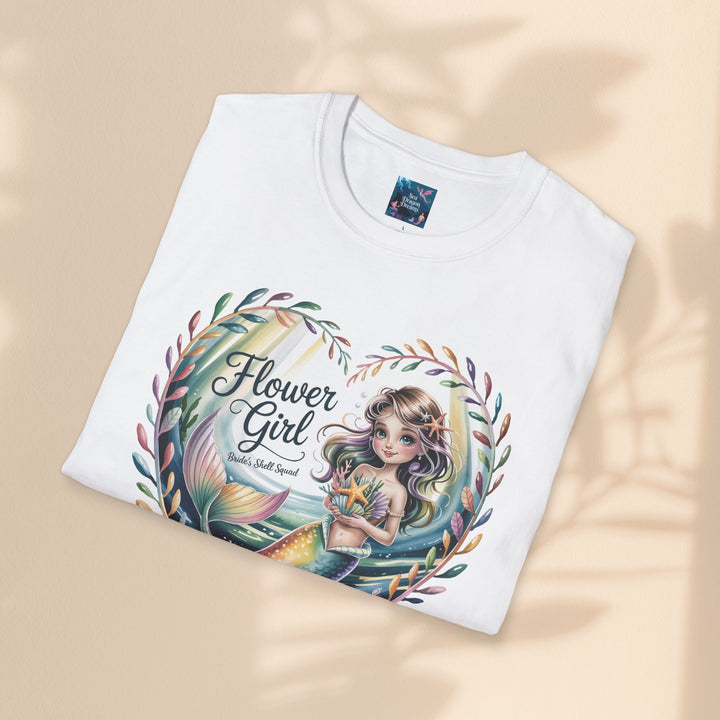 Flower Girl T-Shirt, Cute Flower Girl Apparel, Wedding Gift, Kids Birthday, Girly T-Shirt, Mermaid Design, Special Occasion