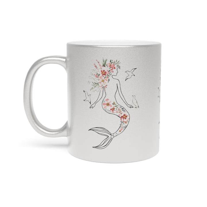 Metallic Mug (Silver\Gold) - Mermaid Silhouette