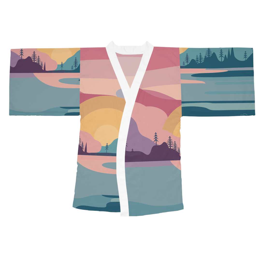 Long Sleeve Kimono Robe - Pastel Scene