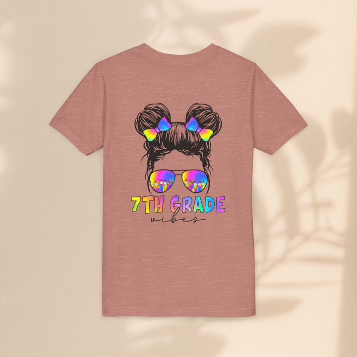 Rainbow 7th Grade Vibes Tee, Fun Youth T-Shirt, Back to School Fashion, Kids Graphic Tee, Teen Birthday Gift, Colorful Kids Wear