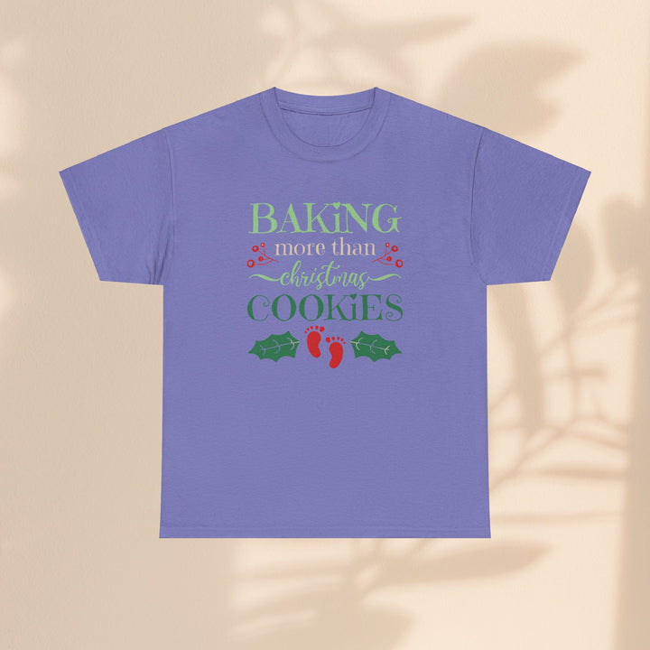 Unisex Heavy Cotton Tee - Baking More Than Christmas Cookies Pregnancy T-Shirt