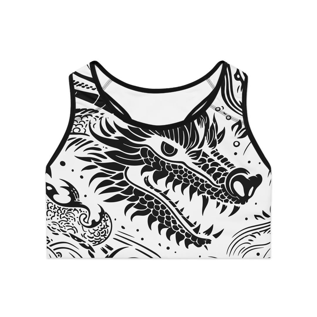 Sports Bra - Dragon Black and White