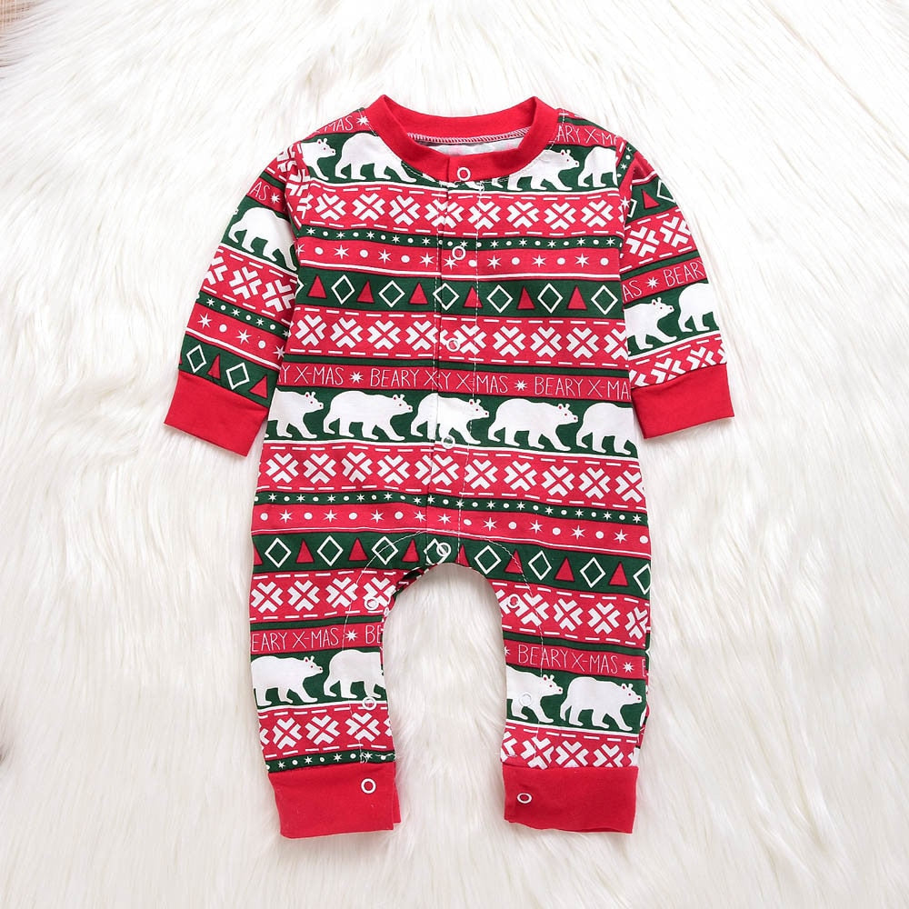 Baby Christmas Santa Plaid Romper Jumpsuit