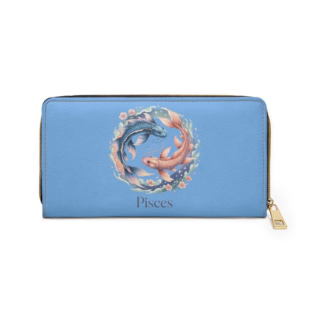 Pisces Zipper Wallet | Zodiac Print Wallet, Astrological Gift, Cute Coin Purse, Stylish Accessory for Pisces, Birthday Present