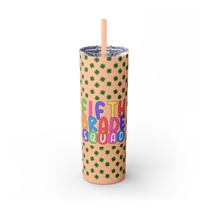 Fifth Grade Squad Colorful Skinny Tumbler with Straw, Colorful Skinny Tumbler with Straw, 20oz, Back to School Gift,