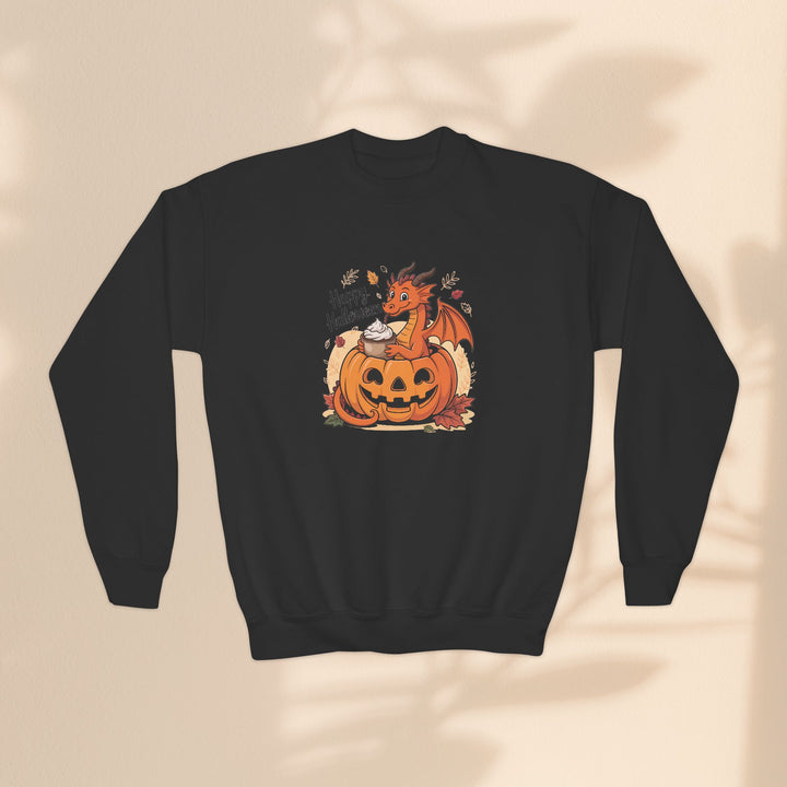 Halloween Pumpkin Dragon Youth Crewneck Sweatshirt