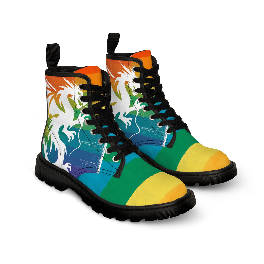 Women's Canvas Boots - Striped Dragon