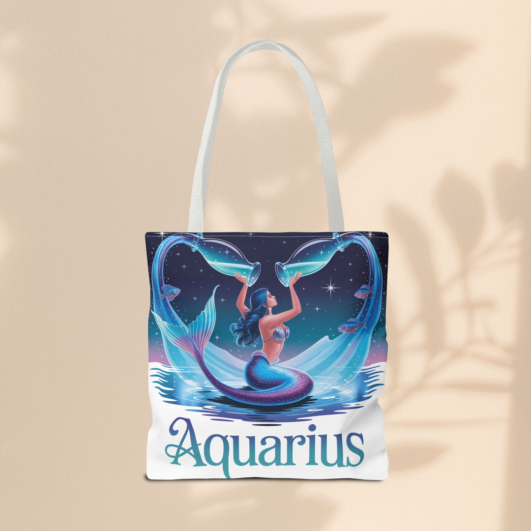 Aquarius Mermaid Tote Bag, Zodiac Gift, Astrology Tote, Women’s Bag, Beach Accessory, Stylish Carryall