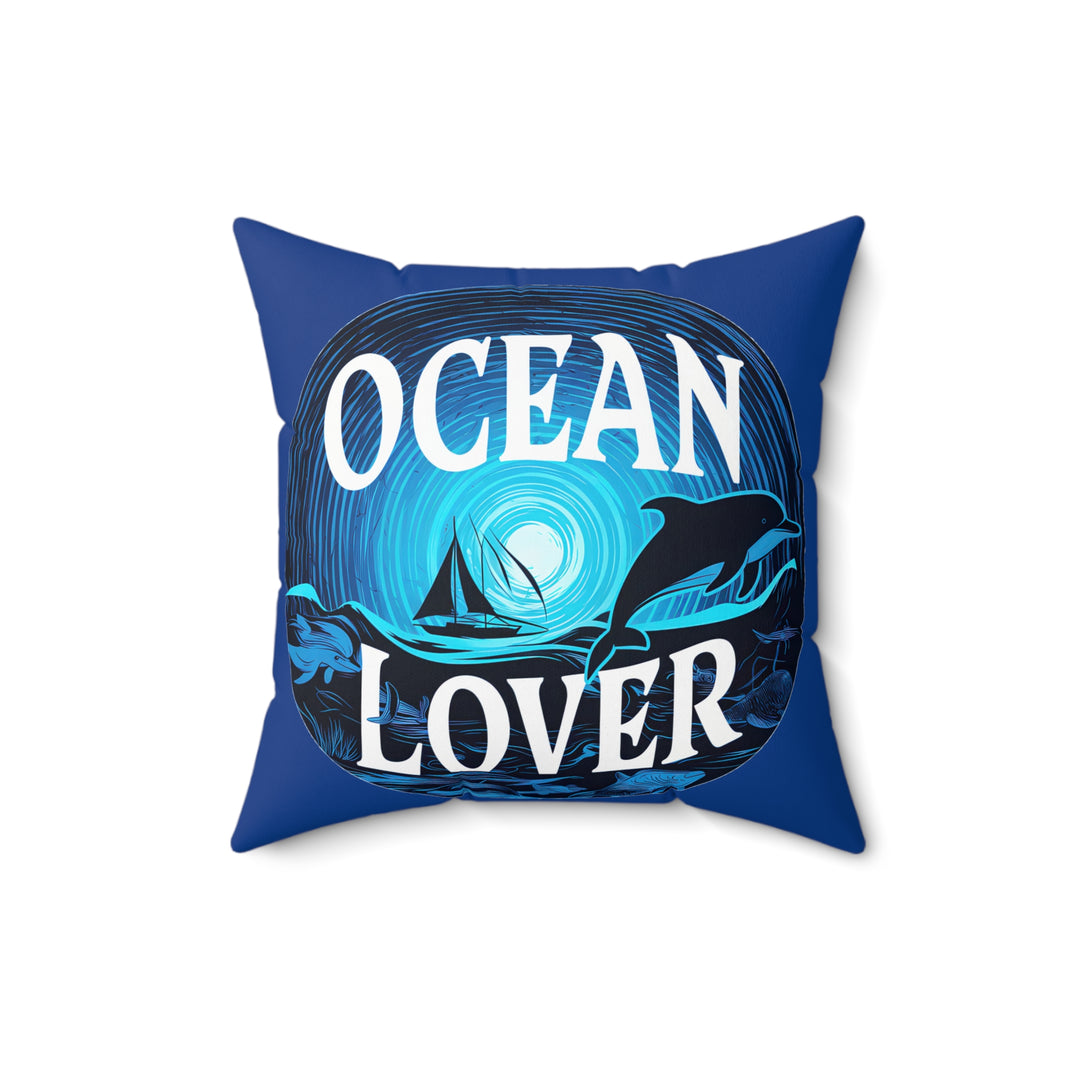 Ocean Lover Faux Suede Square Pillow