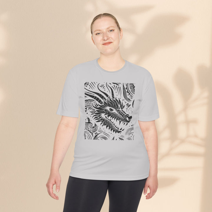 Unisex Moisture Wicking Tee - Dragon Black and White