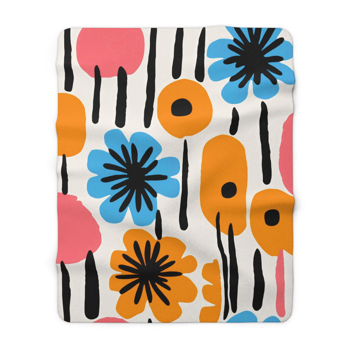 Mod Flowers Sherpa Fleece Blanket – Cozy Floral Plush Throw for Home & Gifts