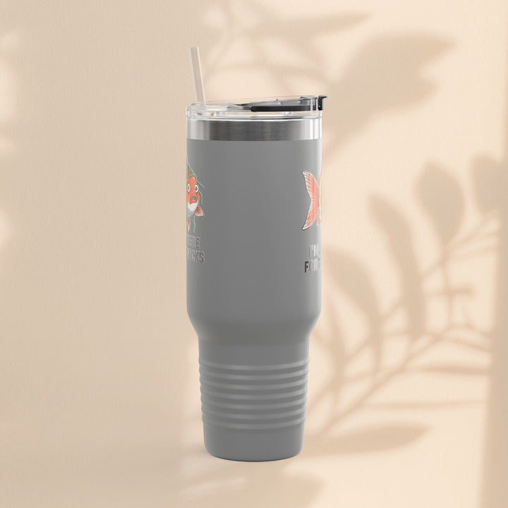 Funny Insulated Travel tumbler - 40oz, Snack Lover Gift, Fish Design Mug, Personalized Gifts for Him