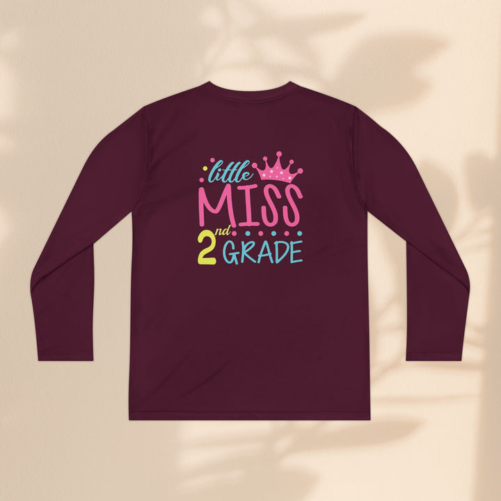 Youth Long Sleeve Birthday Tee, Kids' Birthday Shirt, Little Miss 2nd Grade Top, Tween Long Sleeve Shirt, Fun Celebration Apparel
