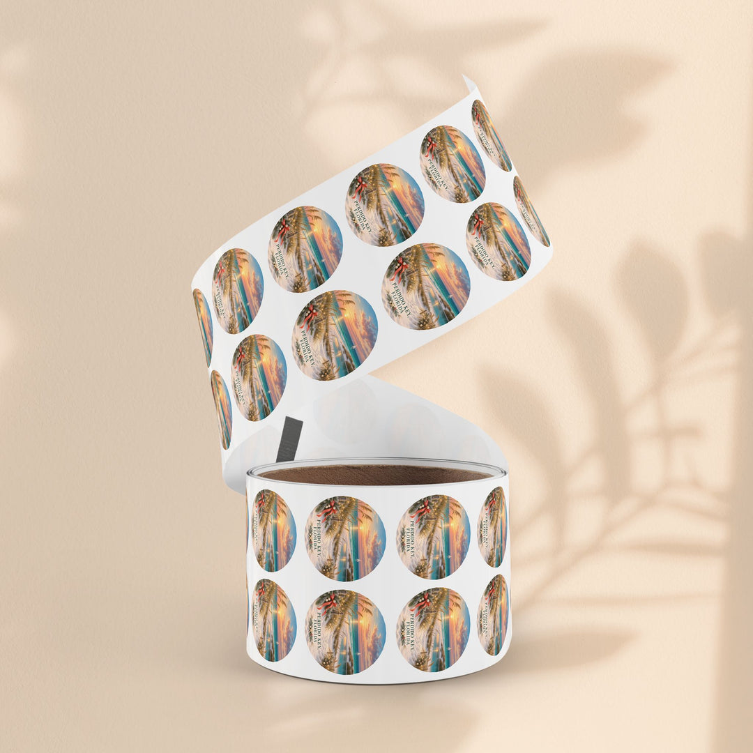 Perdido Key Florida Round Sticker Rolls – Waterproof Sunset Labels