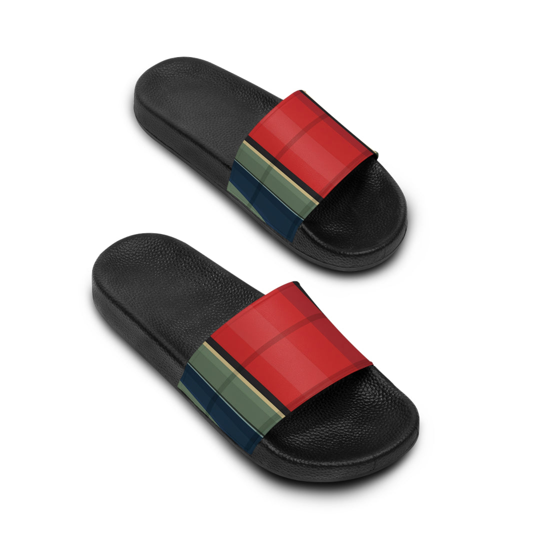Red & Green Stripe Summer Slide Sandals — Women's Slide Sandals