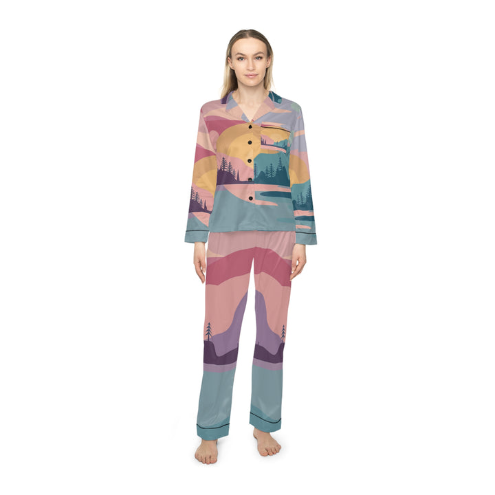 Women's Satin Pajamas (AOP) - Peaceful Scene