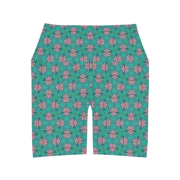 High Waisted Yoga Shorts - Mermaid's Garden