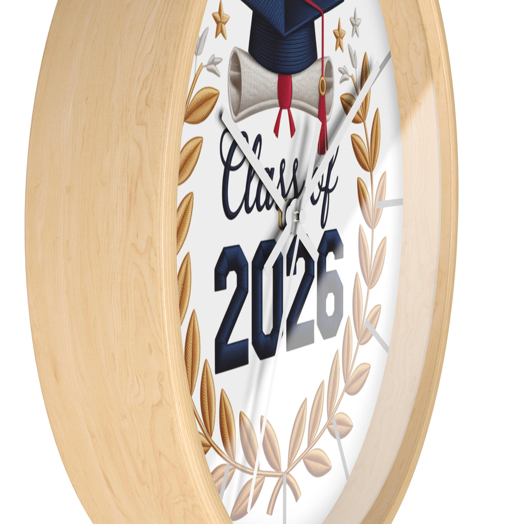 Class of 2026 Graduation Wall Clock — Graduate Cap & Diploma Keepsake