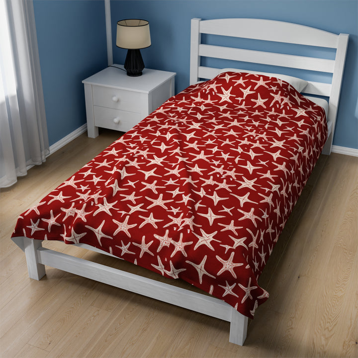 Velveteen Plush Blanket - Red Stars