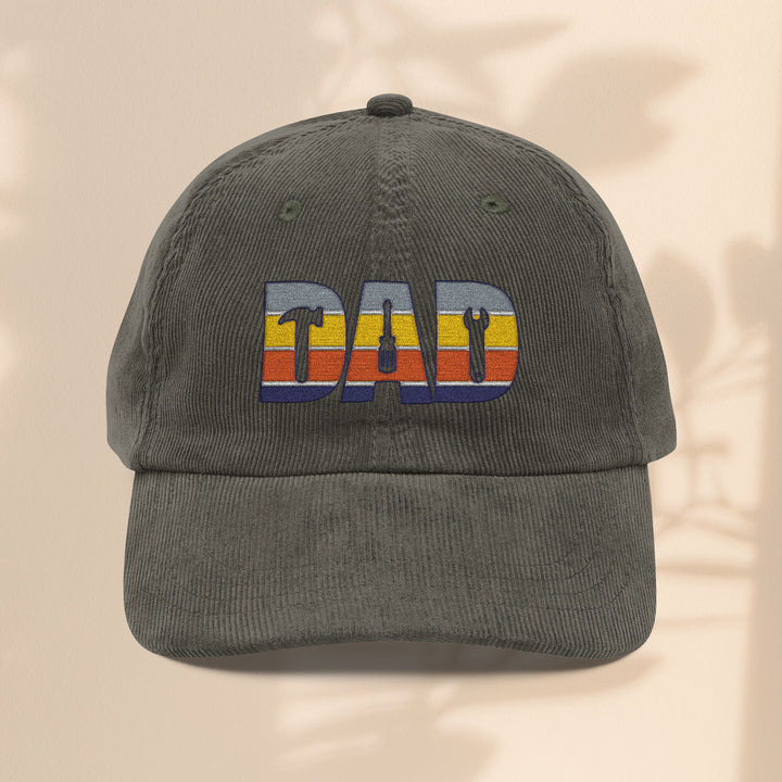 Vintage Corduroy Cap - Embroidered 'DAD' Baseball Hat for Father's Day