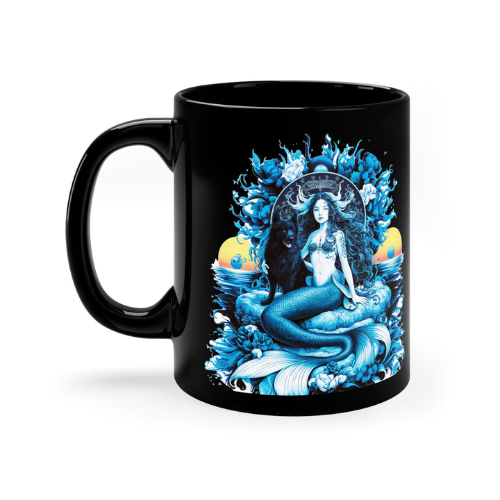 Black Coffee Mug, 11oz - Majestic Queen Mermaid