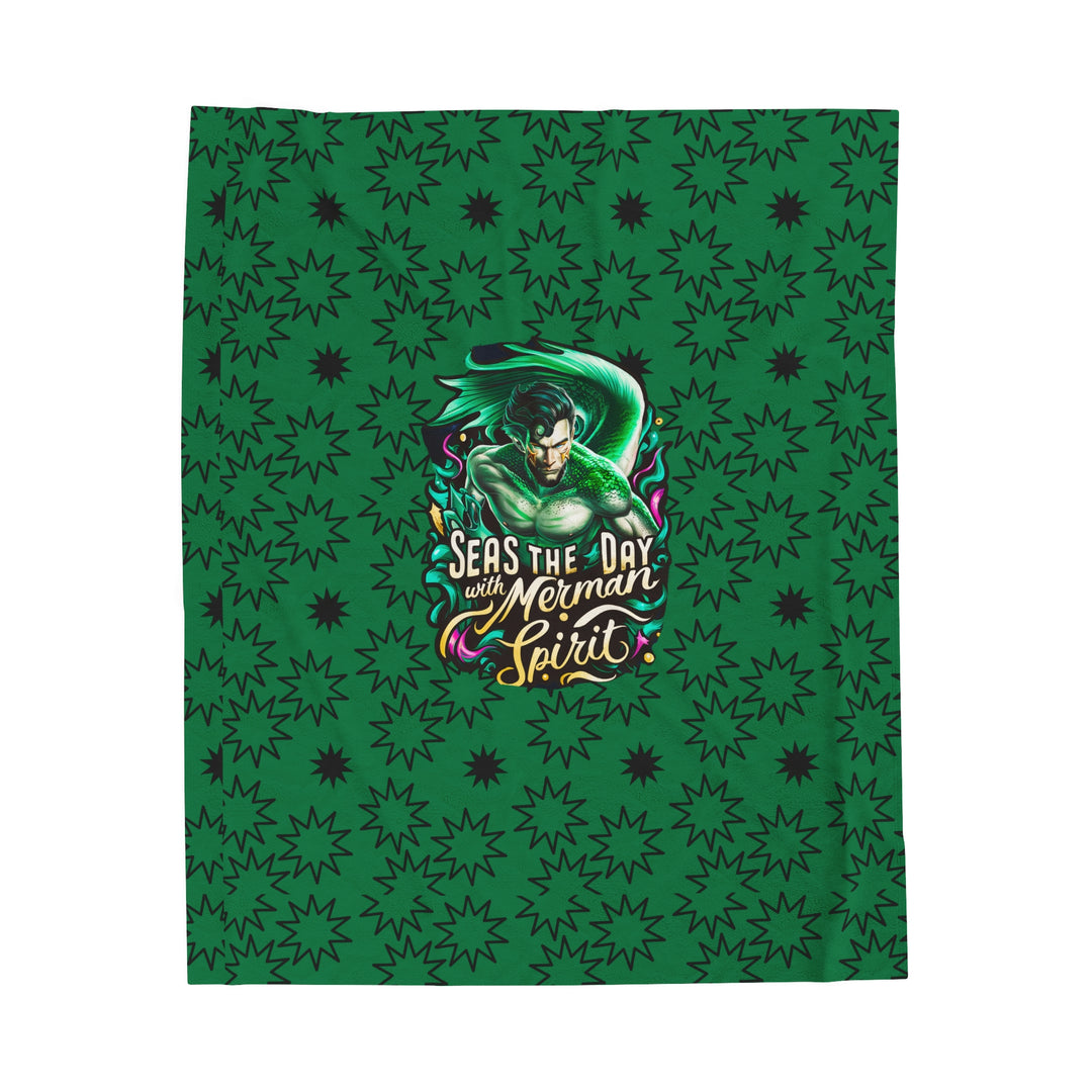 Velveteen Plush Blanket - Seas the Day the Merman Way