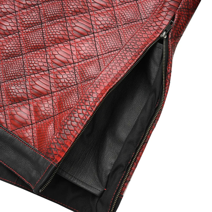 Redstrike Men’s Red & Black Leather Motorcycle Jacket