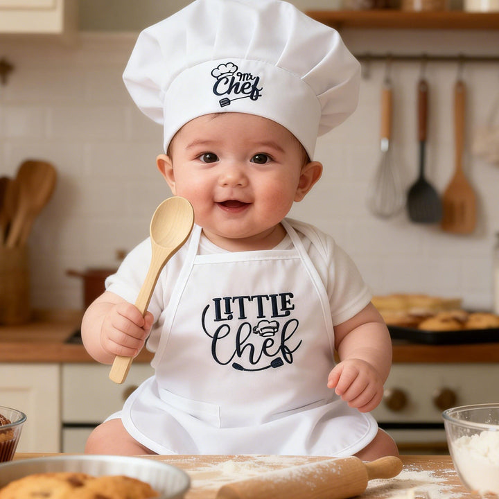 Newborn Little Chef Photo Outfit with Tall Hat